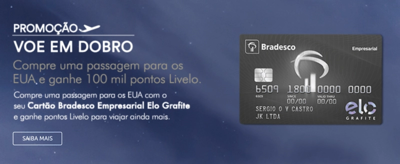 Cartão Bradesco Empresarial Elo Grafite: Descubra como solicitar! 1 voe em dobro bradesco empresarial elo grafite promocao 800x328 1