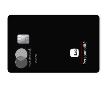 O cartão Itaú Personnalité Mastercard Black com design preto minimalista integra os melhores cartões black do mercado brasileiro.